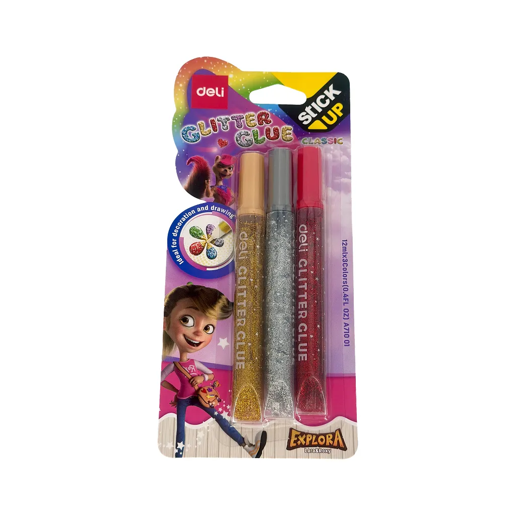 Deli Glitter Glue – Classic Colors (3PCS)
