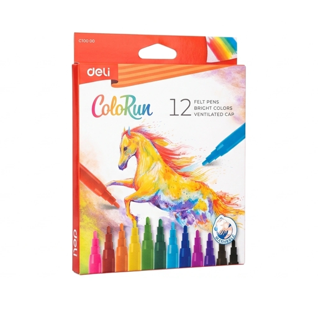 DELI COLORUN FELT PENS (12 COLORS, 1 SET)