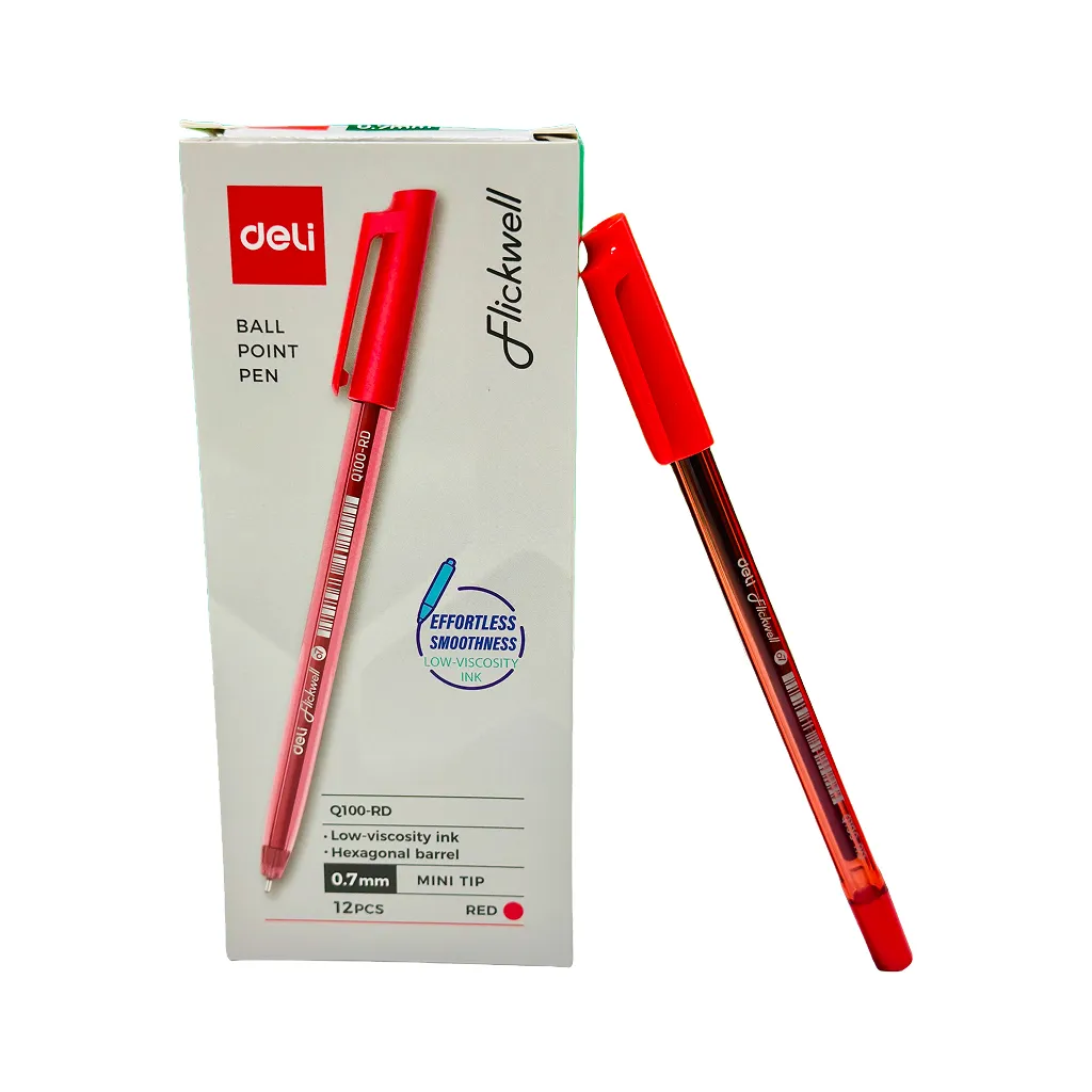 DELI FLICKWELL BALL PEN 0.7MM RED 1PC 