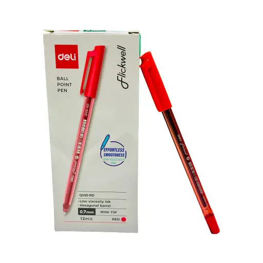 DELI FLICKWELL BALL PEN 0.7MM RED 1PC 