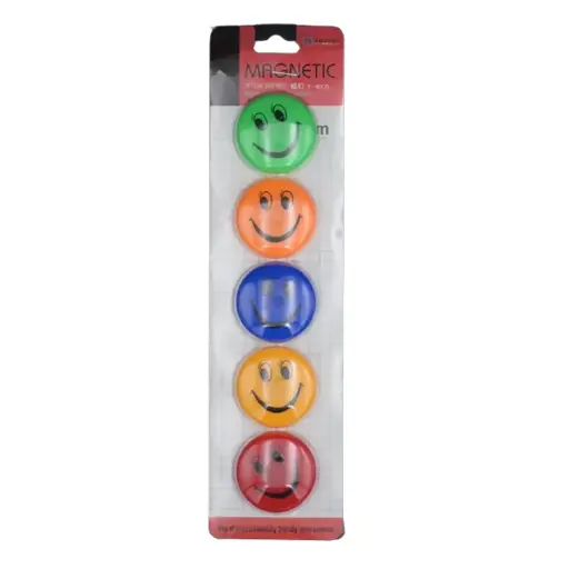 SMILEY FACE MAGNETS (MULTICOLOR, 5 PCS)