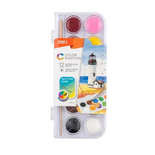 DELI COLOR EMOTION WATER COLOR (12 COLORS, 1 SET)