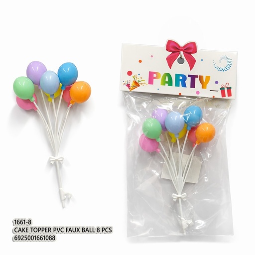 Cake Topper PVC Faux Ball 8 PCS